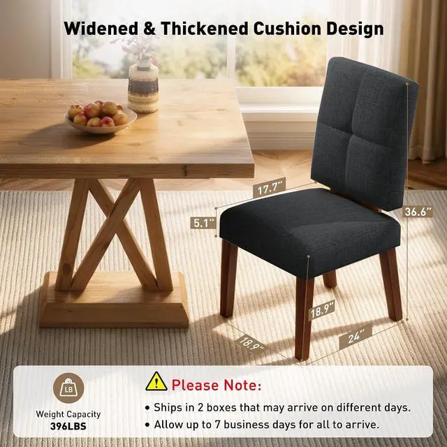 Alt view image 2 of 7 - Wooden Dining Chairs Set of 6, Dining Room Chairs with Wood Legs, Cloud-Like Cushion & Reinforcement Structure Design for Kitchen/Living Room/Restaurant, Easy Assembly