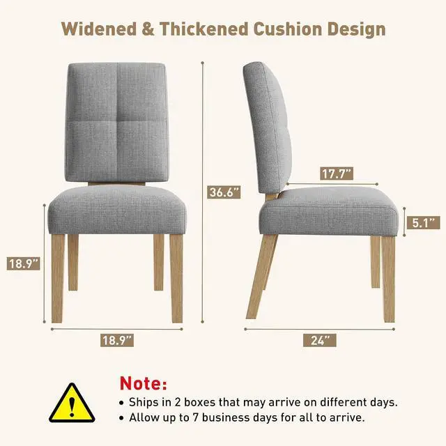 Alt view image 2 of 7 - Wooden Dining Chairs Set of 6, Dining Room Chairs with Wood Legs, Cloud-Like Cushion & Reinforcement Structure Design for Kitchen/Living Room/Restaurant, Easy Assembly