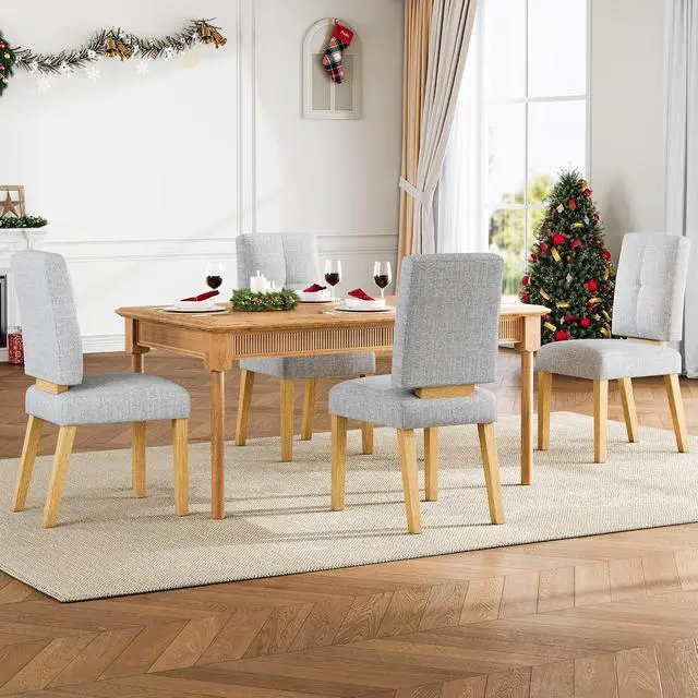 Alt view image 7 of 7 - Wooden Dining Chairs Set of 6, Dining Room Chairs with Wood Legs, Cloud-Like Cushion & Reinforcement Structure Design for Kitchen/Living Room/Restaurant, Easy Assembly