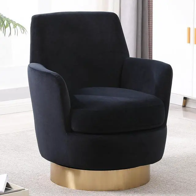 Main image of Swivel Barrel Chair,Modern Velvet Upholstered Round Swivel Accent Chairs with Tall Backrest,360 Degree Single Sofa Chair Armchair for Living Room, (Black*1PCS)