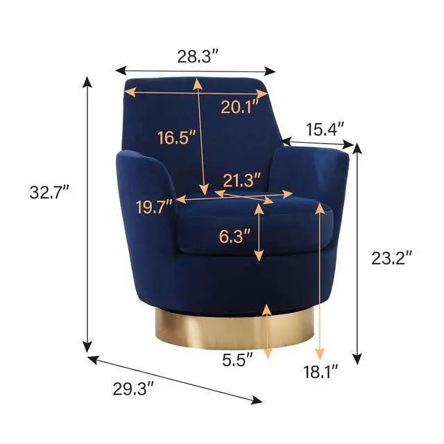 Alt view image 2 of 6 - Swivel Barrel Chair,Modern Velvet Upholstered Round Swivel Accent Chairs with Tall Backrest,360 Degree Sofa Chair Armchair for Living Room,(Navy Blue*1PCS)