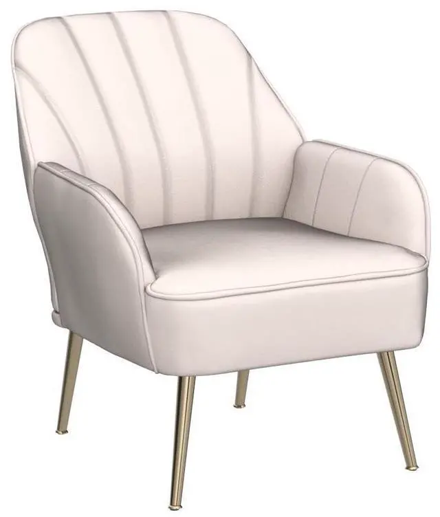 Alt view image 4 of 7 - Velvet Accent Chair Set of 2,Modern Comfy Upholstered Armchair Cozy Single Sofa Chairs with Gold Metal Legs for Living Room,Reading,Bedroom,Office(Beige)