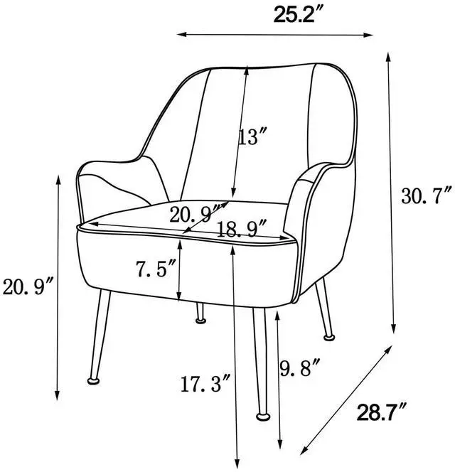 Alt view image 2 of 7 - Velvet Accent Chair Set of 2,Modern Comfy Upholstered Armchair Cozy Single Sofa Chairs with Gold Metal Legs for Living Room,Reading,Bedroom,Office(Beige)