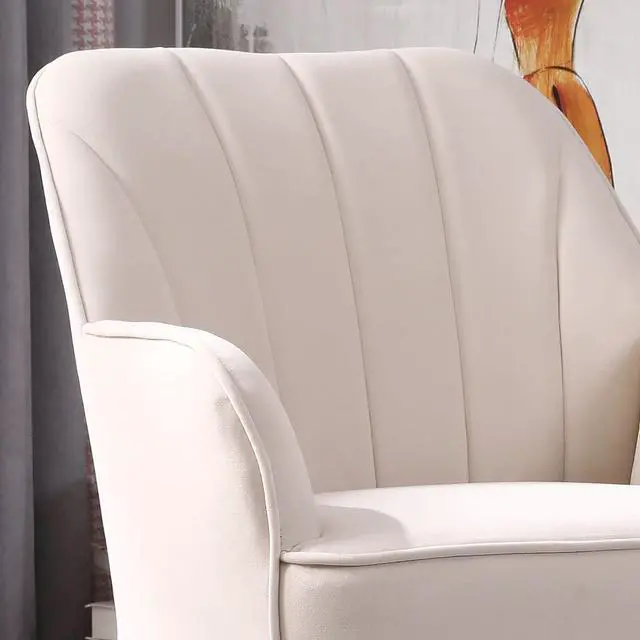 Alt view image 5 of 7 - Velvet Accent Chair Set of 2,Modern Comfy Upholstered Armchair Cozy Single Sofa Chairs with Gold Metal Legs for Living Room,Reading,Bedroom,Office(Beige)