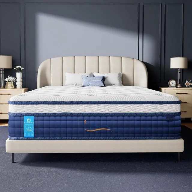 Main image of 10'' Twin Mattress, Cooling Gel Memory Foam & 9 Layer Hybrid Mattress, 7-Zones Pocket Spring, Medium Firm Bed, Motion Isolation, Comfort Twin Size Mattress in a Box