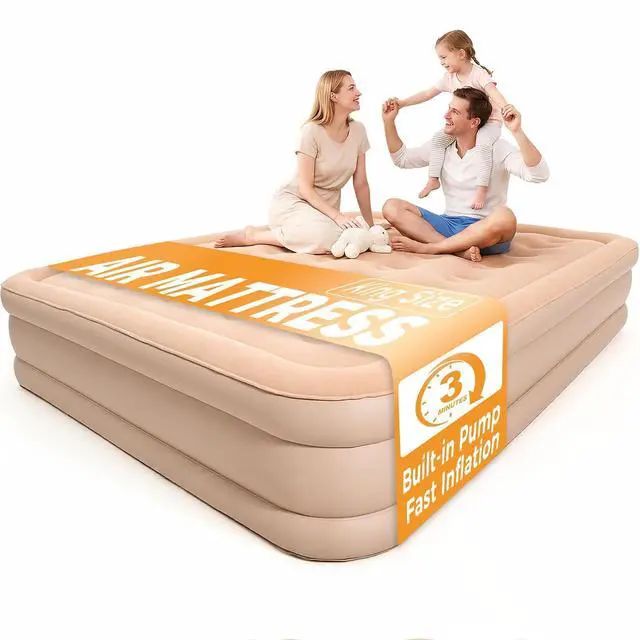 Main image of 16'' King Air Mattress, Inflatable Bed with Built-in Pump & 4800mAh Rechargeable Battery, Puncture-Resistant Design, Quick Inflation/Deflation, Portable for Camping & Guests