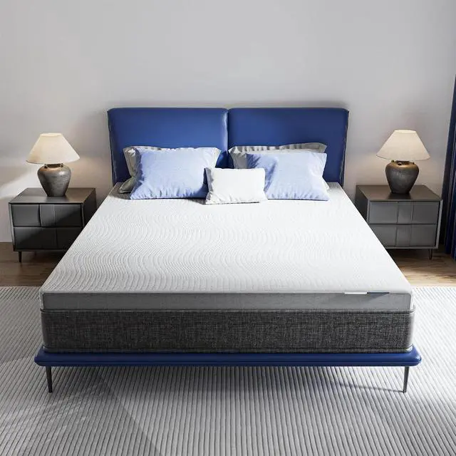 Alt view image 2 of 7 - Cooling Mattress Topper Full Size 2 Inch, Cooling Gel & Bamboo Charcoal Memory Foam Mattress Topper for Back Pain Relief, Firm Dual-Layer Foam Bed Pad with Removable Cover