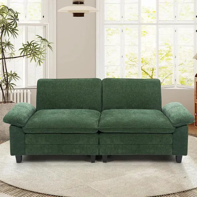 Main image of 86" Modular Sectional Sofa,Comfy Cloud Couch Sectional Sofa,Loveseat Chenille Sleeper Deep Seat Sofas for Living Room,Bedroom and Apartment,Green