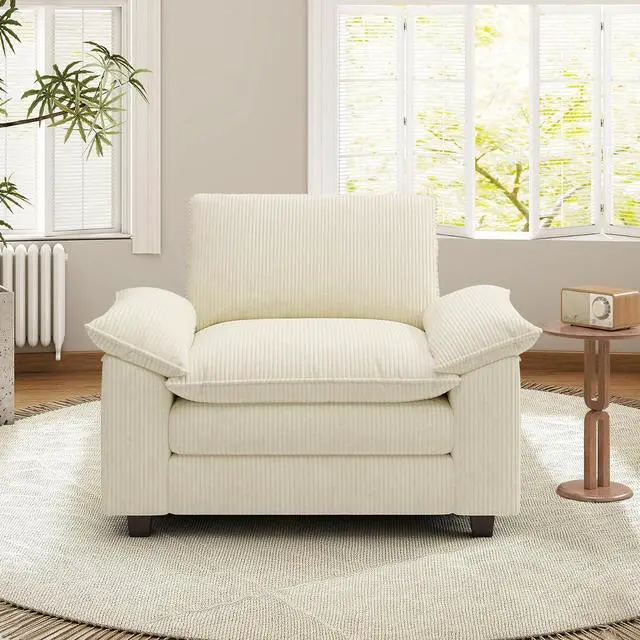 Main image of 49" Single Sofa Seat,Comfy Cloud Couch Sectional Sofa, Corduroy Sleeper Deep Seat Sofas for Living Room,Bedroom and Apartment,Beige