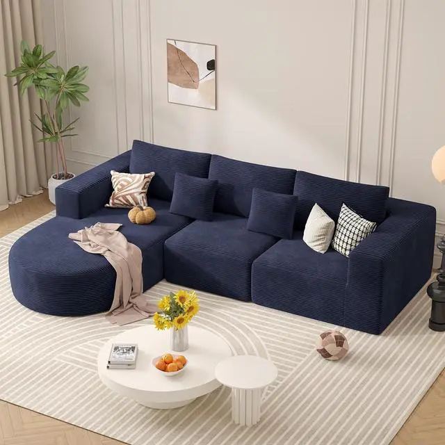 Main image of L-Shaped Boneless Couch,104" Couches for Living Room with Curved Chaise,Modular Sectional Sofa with Deep Seat,Modern Cozy Cloud Compression Sofas,No Assembly Required(Blue) 1PCS