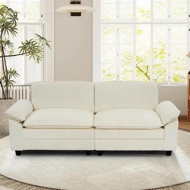 Main image of 86" Modular Sectional Sofa,Comfy Cloud Couch Sectional Sofa,Loveseat Corduroy Sleeper Deep Seat Sofas for Living Room,Bedroom and Apartment,Beige
