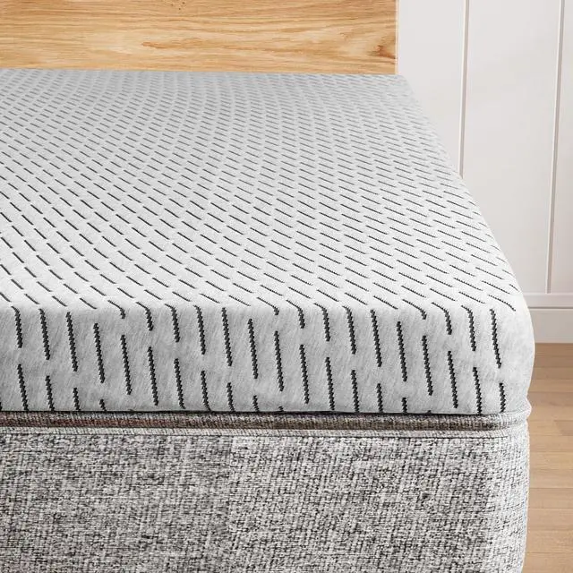 Main image of Bamboo Mattress Topper Twin XL Size 4 Inch, Cooling Gel & Bamboo Charcoal Memory Foam Mattress Topper for Back Pain Relief, Firm Dual-Layer Foam Bed Pad with Removable Cover College Dorm