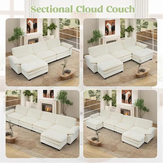 Alt view image 5 of 5 - 86" Modular Sectional Sofa,Comfy Cloud Couch Sectional Sofa,Loveseat Corduroy Sleeper Deep Seat Sofas for Living Room,Bedroom and Apartment,Beige