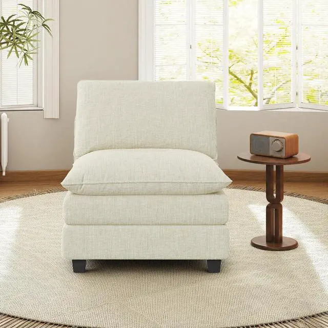 Main image of 37" Single Sofa Seat,Comfy Cloud Couch Sectional Sofa, Chenille Sleeper Deep Seat Sofas for Living Room,Bedroom and Apartment,Beige