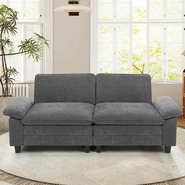 Main image of 86" Modular Sectional Sofa,Comfy Cloud Couch Sectional Sofa,Loveseat Chenille Sleeper Deep Seat Sofas for Living Room,Bedroom and Apartment,Dark Gary