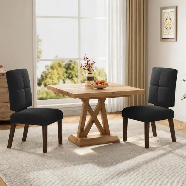 Main image of Wooden Dining Chairs Set of 2, Dining Room Chairs with Wood Legs, Cloud-Like Cushion & Reinforcement Structure Design for Kitchen/Living Room/Restaurant, Easy Assembly