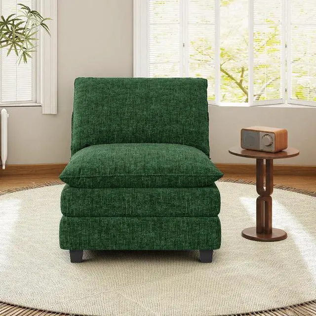 Main image of 37" Single Sofa Seat,Comfy Cloud Couch Sectional Sofa, Chenille Sleeper Deep Seat Sofas for Living Room,Bedroom and Apartment,Green