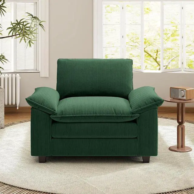 Main image of 49" Single Sofa Seat,Comfy Cloud Couch Sectional Sofa, Corduroy Sleeper Deep Seat Sofas for Living Room,Bedroom and Apartment,Green