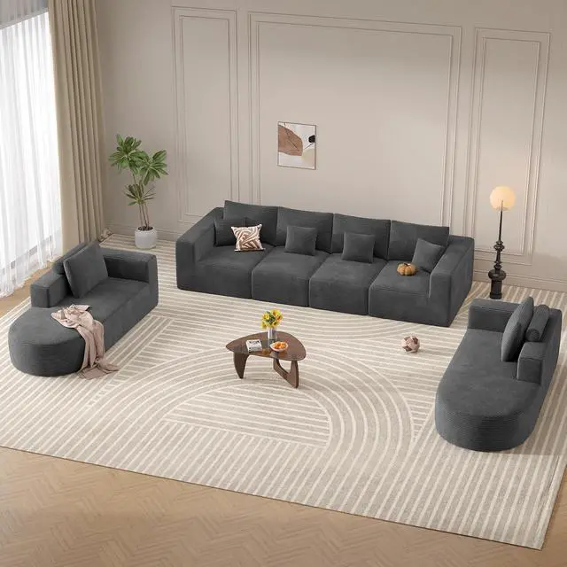 Alt view image 7 of 7 - Living Room Furniture Sets,Modern U Shaped Modular Sectional Sofa,Convertible Cloud Couches for Living Room,Comfy 4 Seater with 2 Chaise Furniture Set, Boneless Couch Sofa,1 PCS