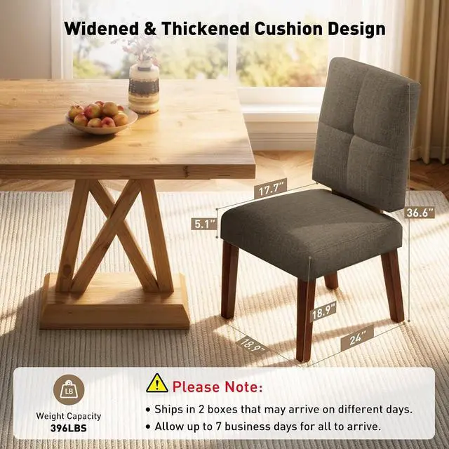 Alt view image 2 of 7 - Wooden Dining Chairs Set of 6, Dining Room Chairs with Wood Legs, Cloud-Like Cushion & Reinforcement Structure Design for Kitchen/Living Room/Restaurant, Easy Assembly