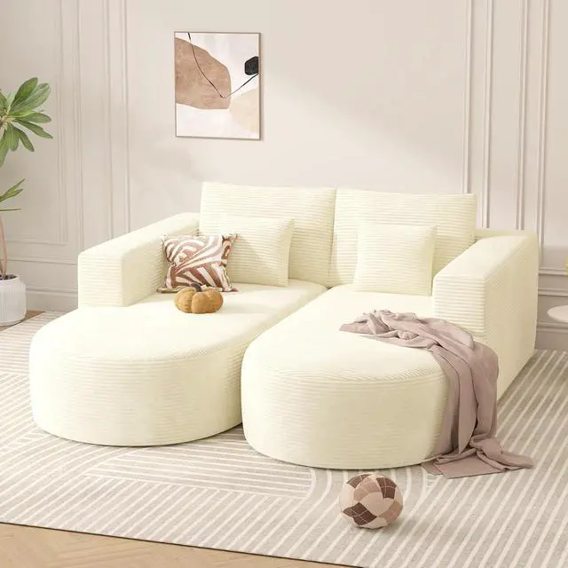 Alt view image 7 of 7 - Modular Sectional Sofa Bed,Convertible Cloud Couches for Living Room,2 Chaise Corduroy Boneless Couch Sleeper Sofa Set,Oversized Chaise Lounge Chair for Bedroom,No Assembly Required,Beige 1PCS