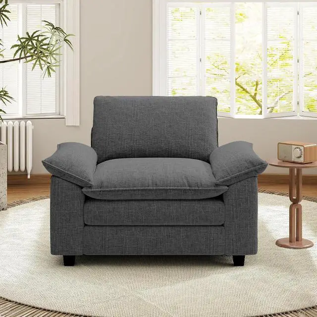 Main image of 49" Single Sofa Seat,Comfy Cloud Couch Sectional Sofa, Chenille Sleeper Deep Seat Sofas for Living Room,Bedroom and Apartment,Dark Gary