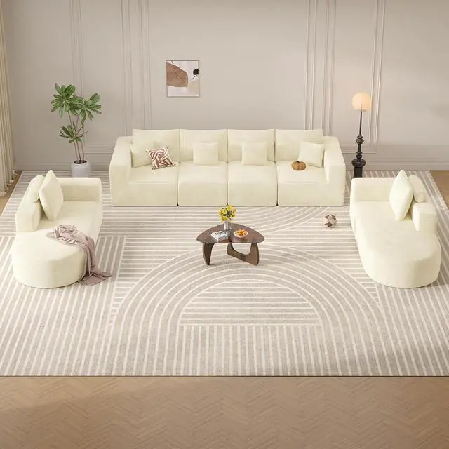 Alt view image 3 of 7 - Living Room Furniture Sets,Modern U Shaped Modular Sectional Sofa,Convertible Cloud Couches for Living Room,Comfy 4 Seater with 2 Chaise Furniture Set, Boneless Couch Sofa,1 PCS