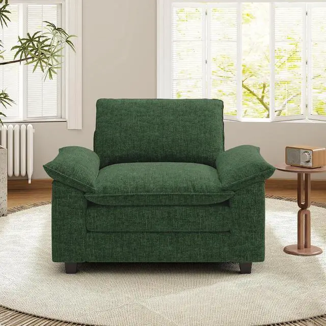 Main image of 49" Single Sofa Seat,Comfy Cloud Couch Sectional Sofa, Chenille Sleeper Deep Seat Sofas for Living Room,Bedroom and Apartment,Green