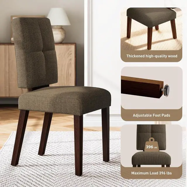 Alt view image 5 of 7 - Wooden Dining Chairs Set of 6, Dining Room Chairs with Wood Legs, Cloud-Like Cushion & Reinforcement Structure Design for Kitchen/Living Room/Restaurant, Easy Assembly
