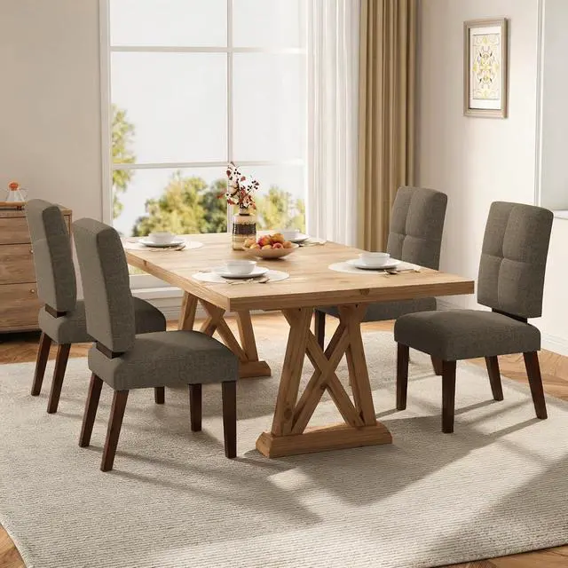 Alt view image 7 of 7 - Wooden Dining Chairs Set of 4, Dining Room Chairs with Wood Legs, Cloud-Like Cushion & Reinforcement Structure Design for Kitchen/Living Room/Restaurant, Easy Assembly