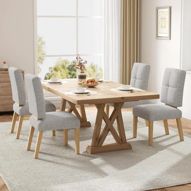 Main image of Wooden Dining Chairs Set of 4, Dining Room Chairs with Wood Legs, Cloud-Like Cushion & Reinforcement Structure Design for Kitchen/Living Room/Restaurant, Easy Assembly