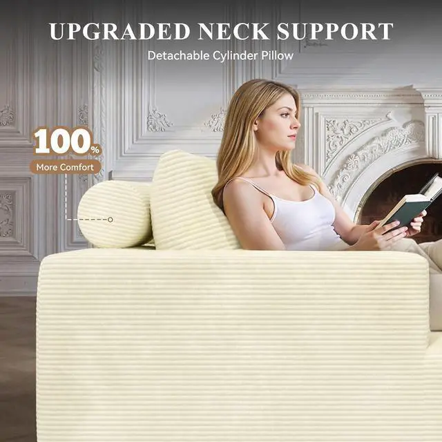 Alt view image 4 of 7 - 134" Boneless Couches for Living Room,Large U-Shaped Modular Sectional Sofa with Convertible Ottoman,Modern Cozy Cloud Couch in a Box,Sponge Compression Deep Seat Sofas with Chaise,Beige,1pcs