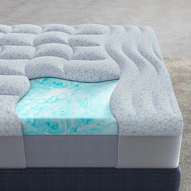 Main image of Dual Layer 4 Inch Cooling Twin XL Mattress Topper for College Dorm, 2" Thick Soft Quilted Ice Silk Pillow Top Cover Plus 2" Gel Memory Foam Mattress Pad for Back Pain Relief