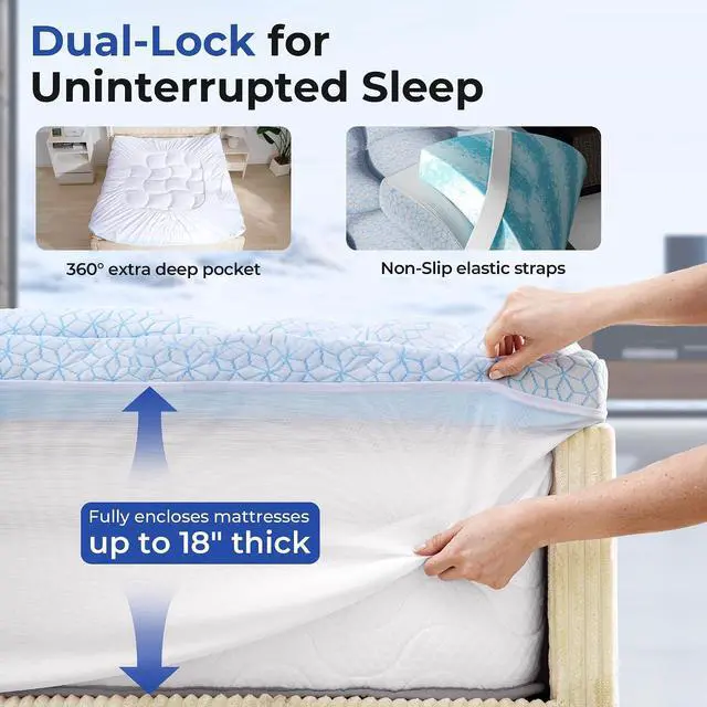 Alt view image 6 of 7 - Dual Layer 4 Inch Cooling Twin XL Mattress Topper for College Dorm, 2" Thick Soft Quilted Ice Silk Pillow Top Cover Plus 2" Gel Memory Foam Mattress Pad for Back Pain Relief