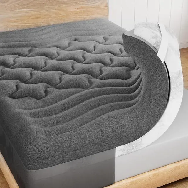 Main image of Dual Layer 4 Inch Bamboo Memory Foam Mattress Topper King Size, 2 Inch Thick Soft Quilted Pillow Top Cover Plus 2 Inch Charcoal Gel Memory Foam Mattress Pad for Back Pain Relief