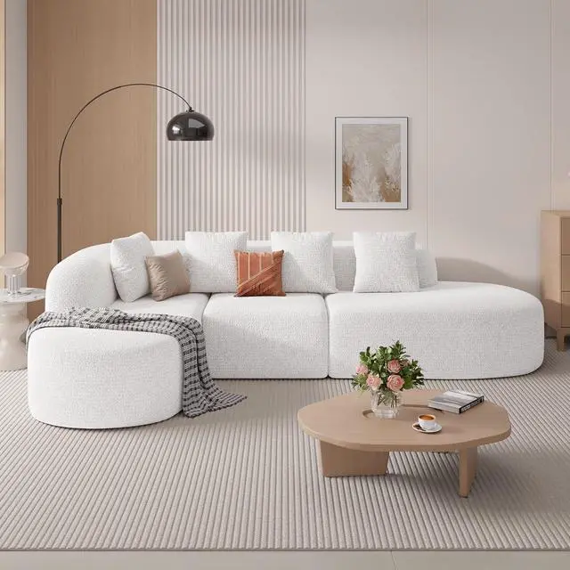 Alt view image 7 of 7 - 114 Inch Boneless Couches for Living Room,Modern Modular Sectional Sofa with Chaise,L-Shape Cloud Sectional Couch,No Assembly Required,Beige