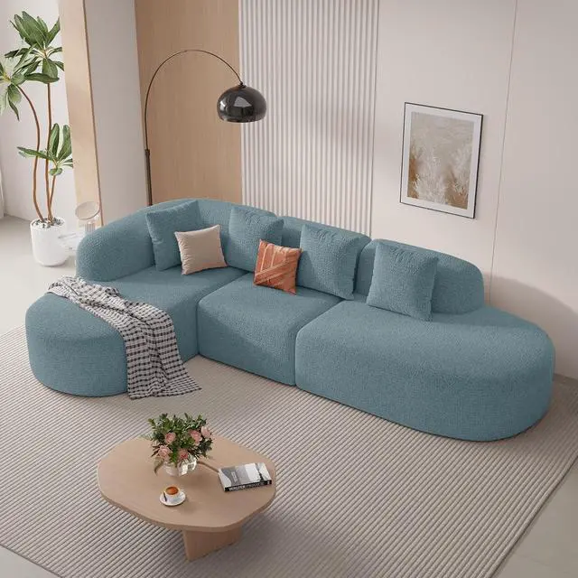 Main image of 114 Inch Boneless Couches for Living Room,Modern Modular Sectional Sofa with Chaise,L-Shape Cloud Sectional Couch,No Assembly Required,Light Blue
