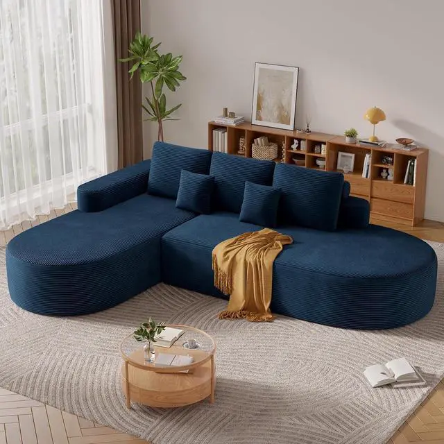 Main image of 112" Modern Curved Cloud Couch, Boneless Couches for Living Room with Deep Seat, Memory Foam Compressed Modular Sectional Sofa, No Assembly Required,Navy Blue 1 PCS