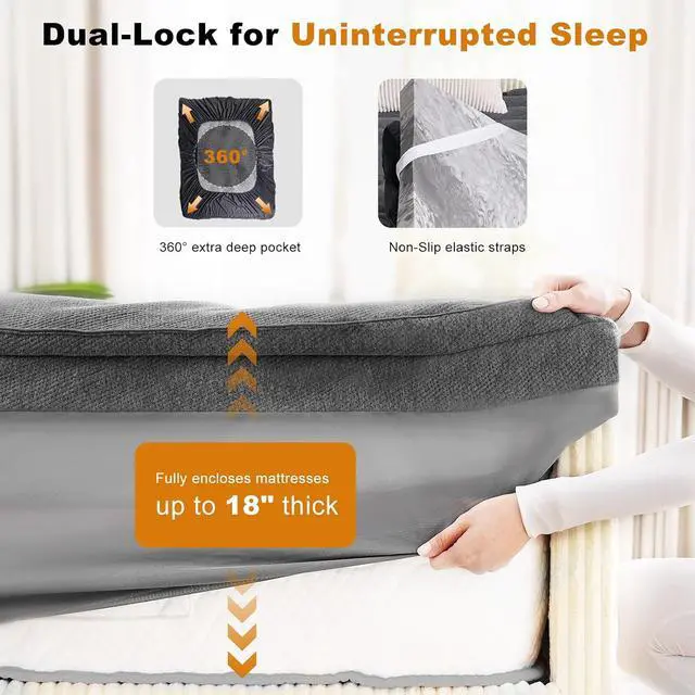 Alt view image 6 of 7 - Dual Layer 4 Inch Bamboo Memory Foam Mattress Topper King Size, 2 Inch Thick Soft Quilted Pillow Top Cover Plus 2 Inch Charcoal Gel Memory Foam Mattress Pad for Back Pain Relief