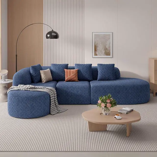 Alt view image 7 of 7 - 114 Inch Boneless Couches for Living Room,Modern Modular Sectional Sofa with Chaise,L-Shape Cloud Sectional Couch,No Assembly Required,Dark Blue