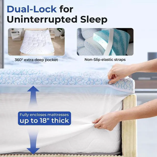Alt view image 6 of 7 - Dual Layer 4 Inch Cooling Memory Foam Mattress Topper Full Size, 2 Inch Thick Soft Quilted Ice Silk Pillow Top Cover Plus 2 Inch Gel Memory Foam Mattress Pad for Back Pain Relief