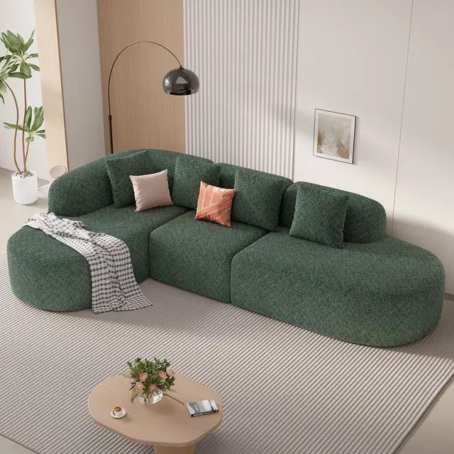 Main image of 114 Inch Boneless Couches for Living Room,Modern Modular Sectional Sofa with Chaise,L-Shape Cloud Sectional Couch,No Assembly Required,Green