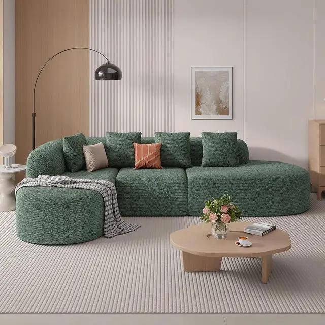 Alt view image 7 of 7 - 114 Inch Boneless Couches for Living Room,Modern Modular Sectional Sofa with Chaise,L-Shape Cloud Sectional Couch,No Assembly Required,Green