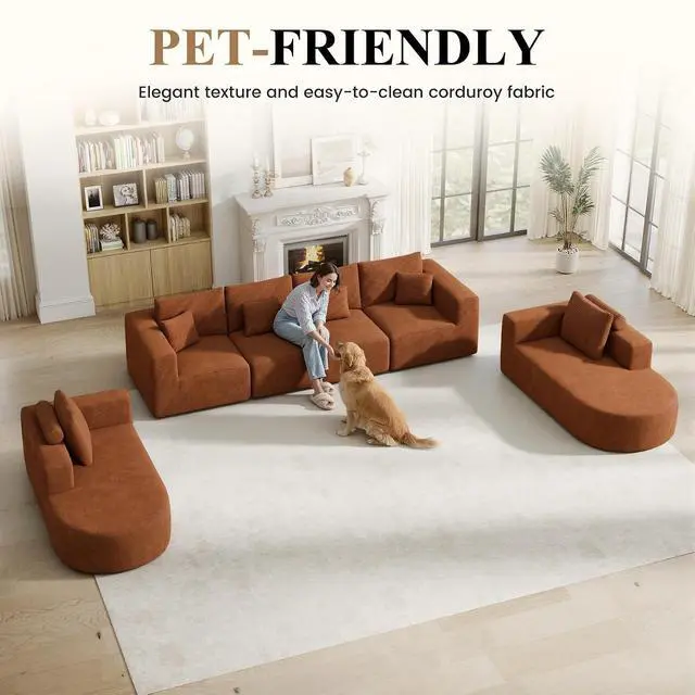 Alt view image 3 of 7 - Living Room Furniture Sets,Modern U Shaped Modular Sectional Sofa,Convertible Cloud Couches for Living Room,Comfy 4 Seater with 2 Chaise Furniture Set, Boneless Couch Sofa,1 PCS