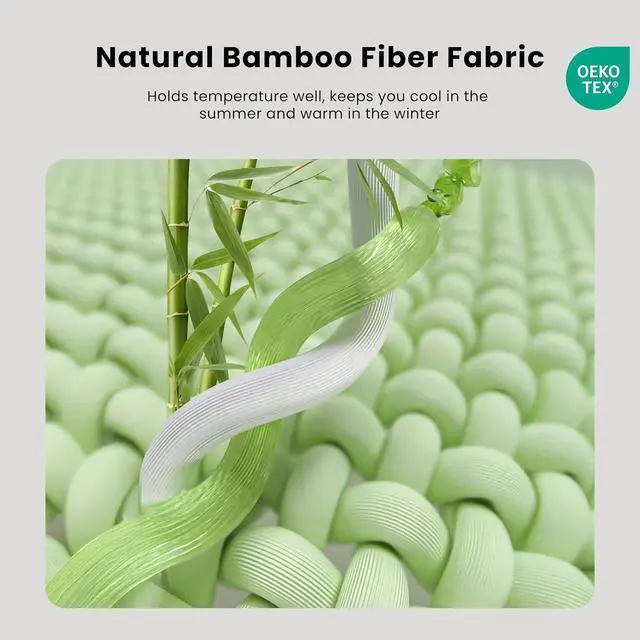 Alt view image 4 of 7 - Bamboo Mattress Topper Twin XL Size 4 Inch, Cooling Gel & Bamboo Charcoal Memory Foam Mattress Topper for Back Pain Relief, Firm Dual-Layer Foam Bed Pad with Removable Cover College Dorm