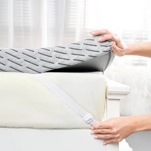 Main image of 3 Inch Queen Size Mattress Topper and Twin Size Mattress Topper Bundle, Cooling Gel & Bamboo Charcoal Memory Foam Mattress Topper for Back Pain Relief Foam Bed Pad with Removable Cover