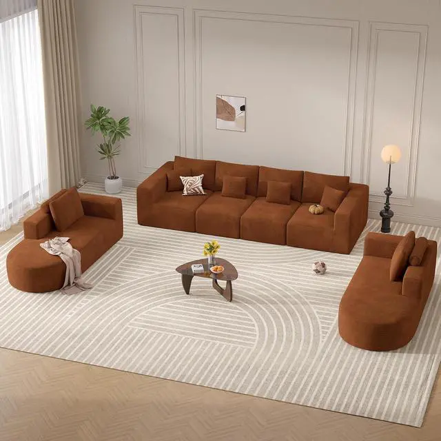 Alt view image 7 of 7 - Living Room Furniture Sets,Modern U Shaped Modular Sectional Sofa,Convertible Cloud Couches for Living Room,Comfy 4 Seater with 2 Chaise Furniture Set, Boneless Couch Sofa,1 PCS