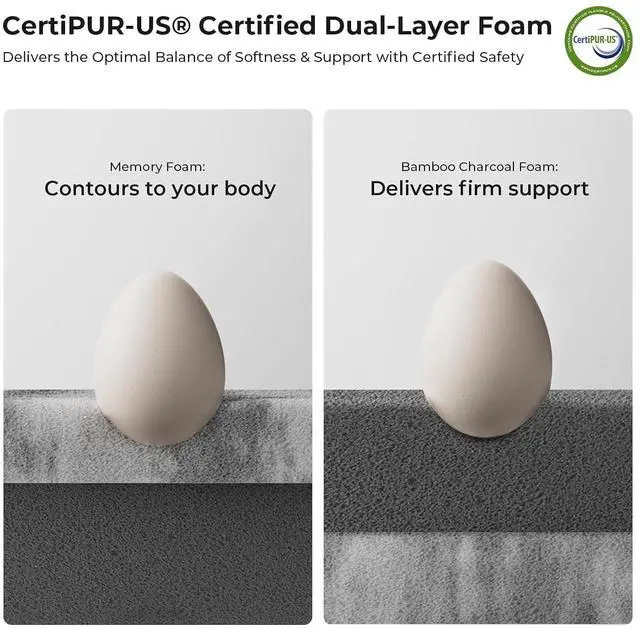 Alt view image 7 of 7 - Cooling Mattress Topper Twin XL Size 3 Inch, Cooling Gel & Bamboo Charcoal Memory Foam Mattress Topper for Back Pain Relief, Firm Dual-Layer Foam Bed Pad with Removable Cover College Dorm