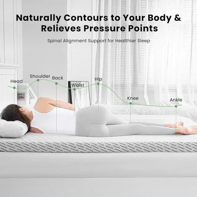 Alt view image 5 of 7 - Bamboo Mattress Topper Twin XL Size 4 Inch, Cooling Gel & Bamboo Charcoal Memory Foam Mattress Topper for Back Pain Relief, Firm Dual-Layer Foam Bed Pad with Removable Cover College Dorm