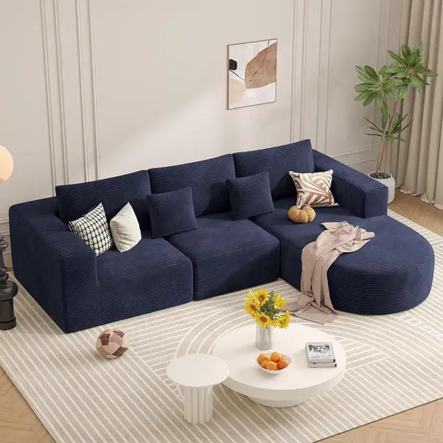 Main image of L-Shaped Boneless Couch,104" Couches for Living Room with Curved Chaise,Modular Sectional Sofa with Deep Seat,Modern Cozy Cloud Compression Sofas,No Assembly Required(Blue) 1PCS